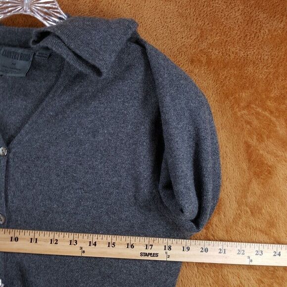 COUNTRY ROAD Sweater Womens Medium Gray Button Up Cardigan 100% Cashmere - Picture 5 of 7